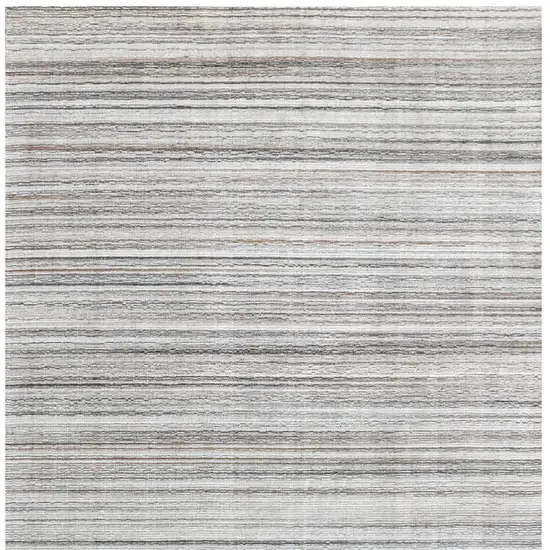 Beige and Gray Wool Blend Abstract Lines Hand Loomed Area Rug Photo 6