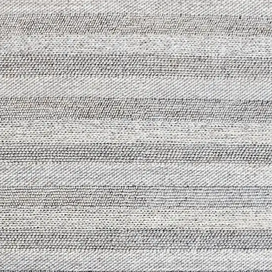 Beige and Gray Wool Blend Striped Hand Loomed Area Rug Photo 5