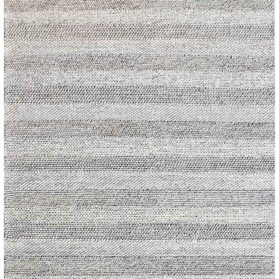 Beige and Gray Wool Blend Striped Hand Loomed Area Rug Photo 6