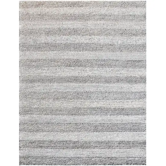 Beige and Gray Wool Blend Striped Hand Loomed Area Rug Photo 2