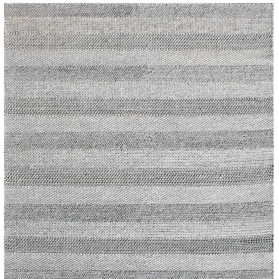 Beige and Gray Wool Blend Striped Hand Loomed Area Rug Photo 5