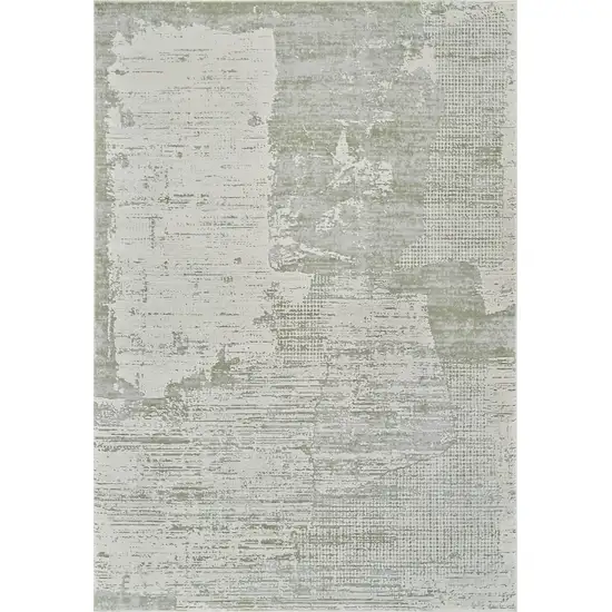 Beige and Green Abstract Distressed Area Rug Photo 5