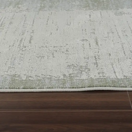 Beige and Green Abstract Distressed Area Rug Photo 8