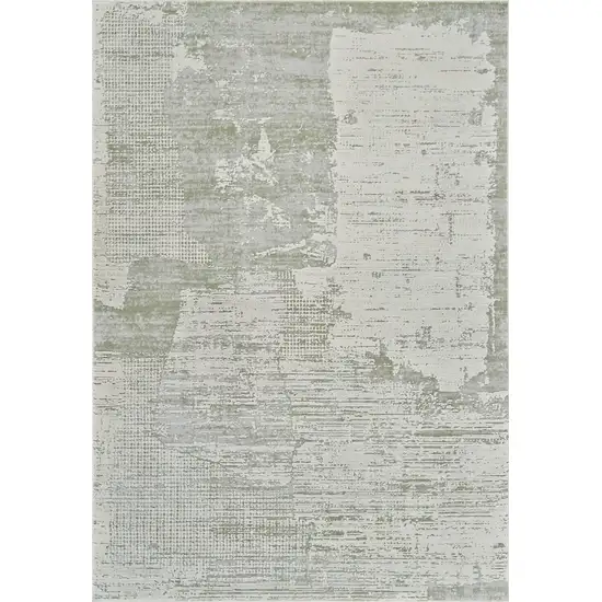 Beige and Green Abstract Distressed Area Rug Photo 2