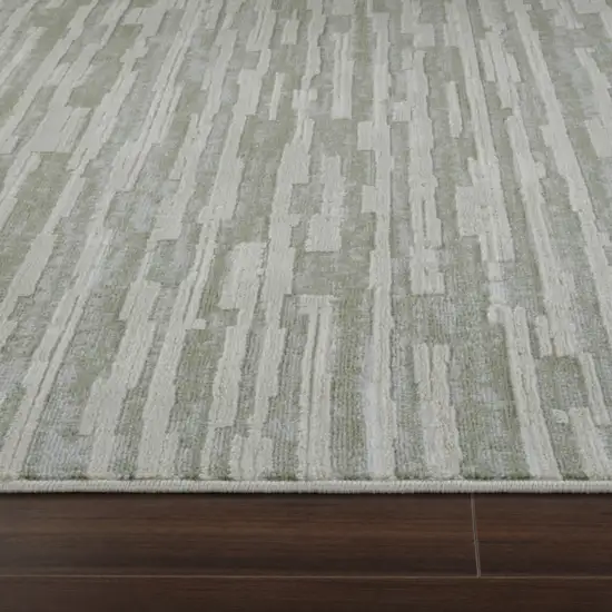 Beige and Green Abstract Distressed Area Rug Photo 7