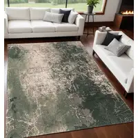 Photo of Beige and Green Abstract Non Skid Area Rug