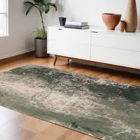 Photo of Beige and Green Abstract Non Skid Area Rug