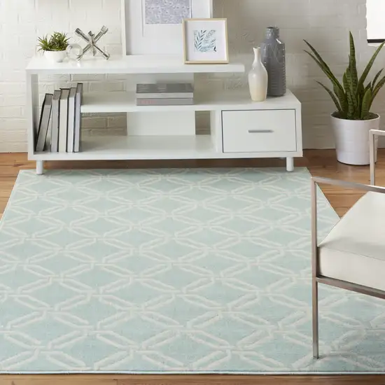 Beige and Green Trellis Area Rug Photo 9