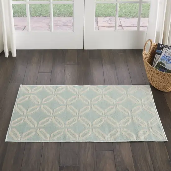 Beige and Green Trellis Area Rug Photo 9