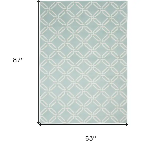 Beige and Green Trellis Non Skid Area Rug Photo 3