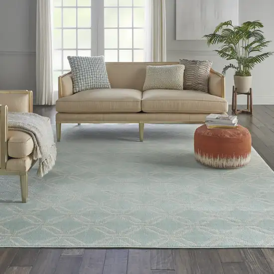 Beige and Green Trellis Non Skid Area Rug Photo 9