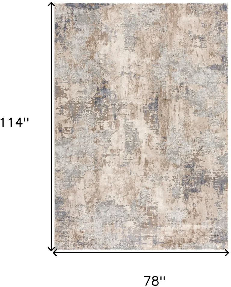 Beige and Ivory Abstract Area Rug Photo 2