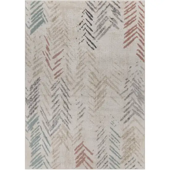 Beige and Ivory Abstract Area Rug Photo 4