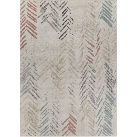 Beige and Ivory Abstract Area Rug Photo 2