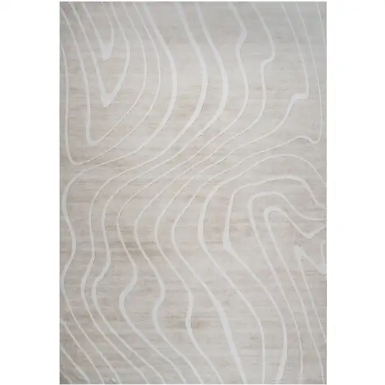 Beige and Ivory Abstract Distressed Area Rug Photo 2