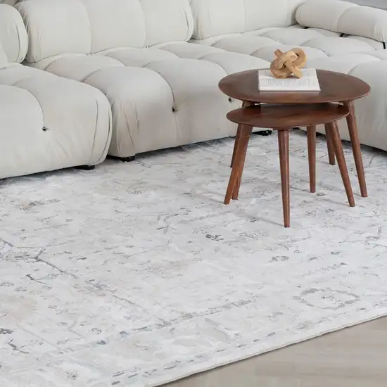 Beige and Ivory Abstract Distressed Area Rug Photo 2