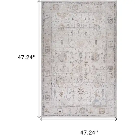 Beige and Ivory Abstract Distressed Area Rug Photo 9