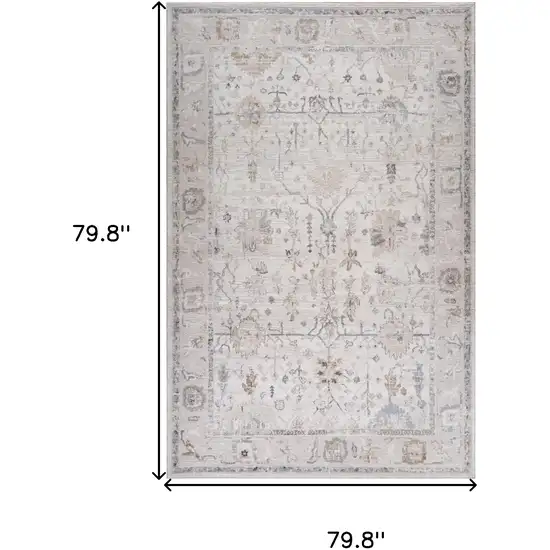 Beige and Ivory Abstract Distressed Area Rug Photo 9