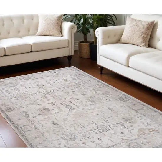 Beige and Ivory Abstract Distressed Area Rug Photo 4