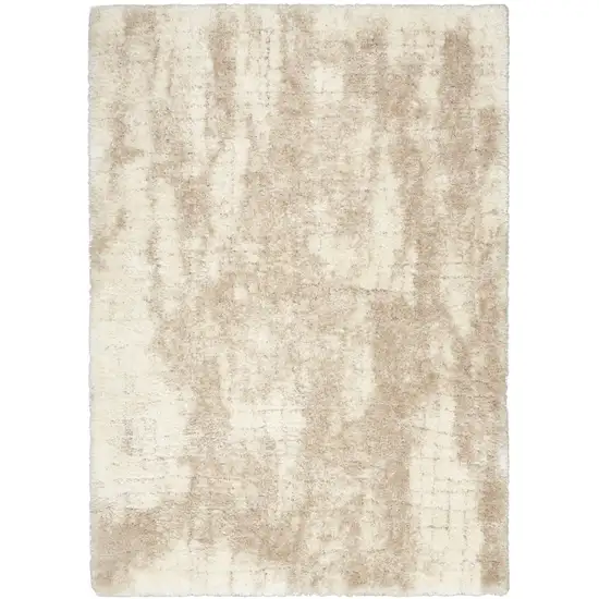 Beige and Ivory Abstract Shag Area Rug Photo 5