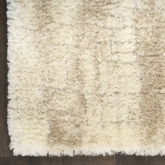 Beige and Ivory Abstract Shag Area Rug Photo 6