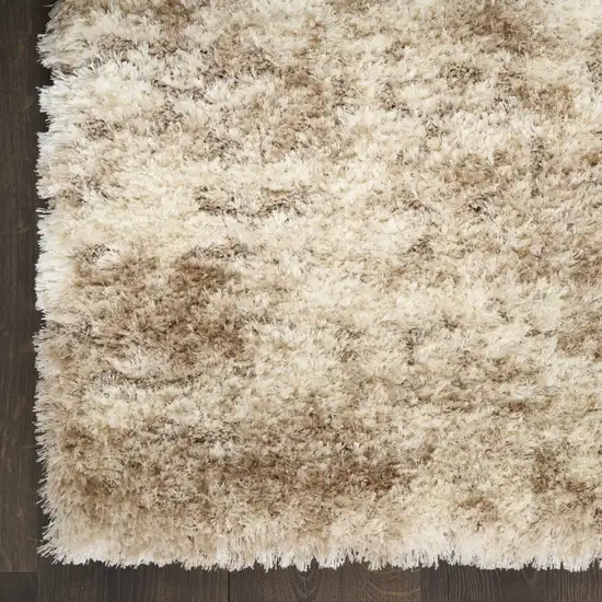 Beige and Ivory Abstract Shag Area Rug Photo 6