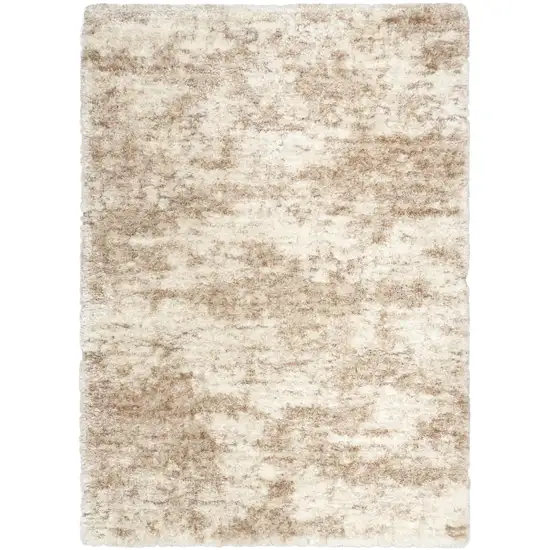 Beige and Ivory Abstract Shag Area Rug Photo 2