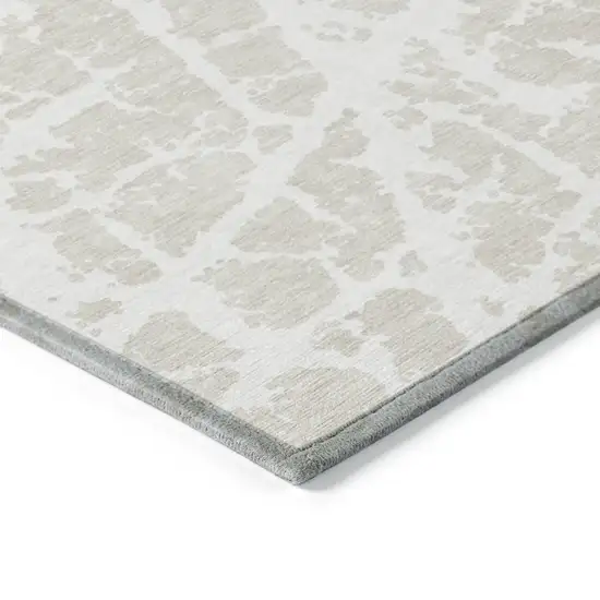 Beige and Ivory Abstract Washable Non Skid Indoor Outdoor Area Rug Photo 5