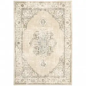 Photo of Beige and Ivory Center Jewel Area Rug