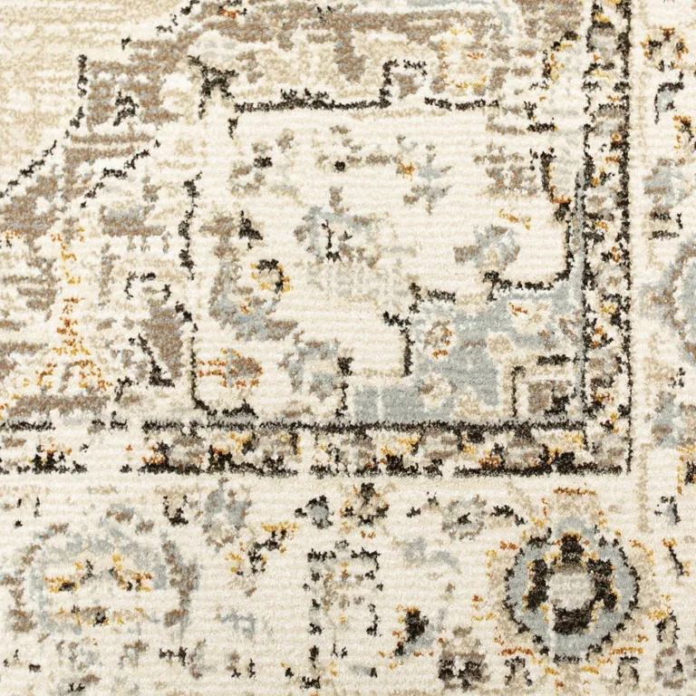 Beige and Ivory Center Jewel Area Rug Photo 2