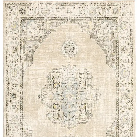 Beige and Ivory Power Loom Area Rug Photo 6