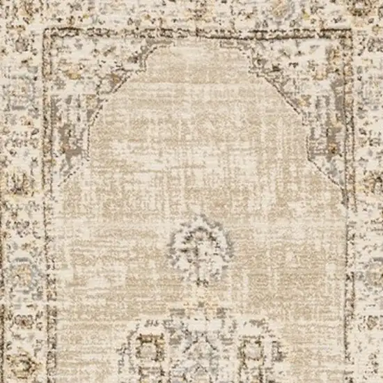 Beige and Ivory Center Jewel Runner Rug Photo 4