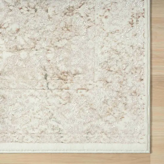 Beige and Ivory Damask Area Rug Photo 6