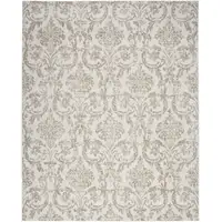 Photo of Beige and Ivory Damask Distressed Non Skid Area Rug