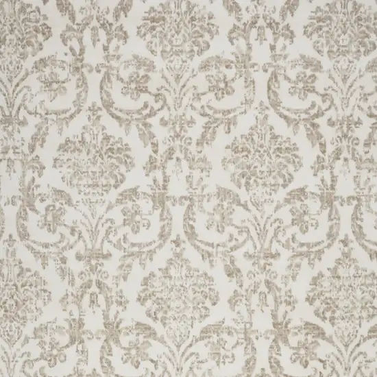 Beige and Ivory Damask Distressed Non Skid Area Rug Photo 9