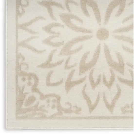 Beige and Ivory Floral Area Rug Photo 6