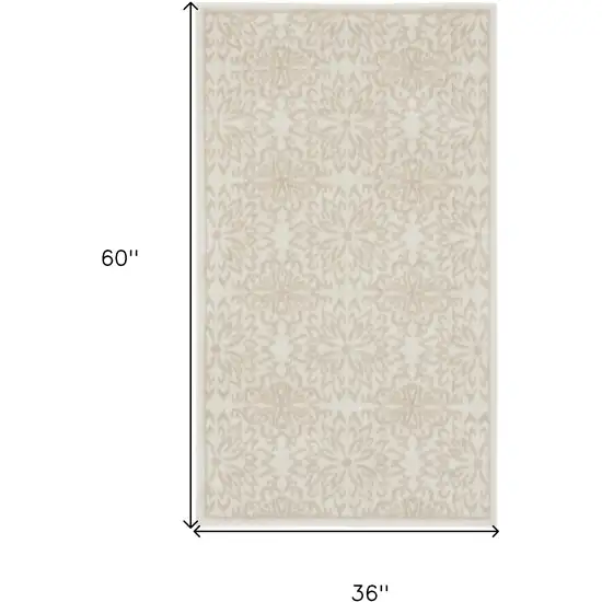 Beige and Ivory Floral Area Rug Photo 3