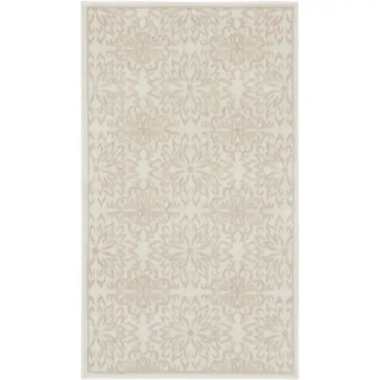 Beige and Ivory Floral Area Rug Photo 2