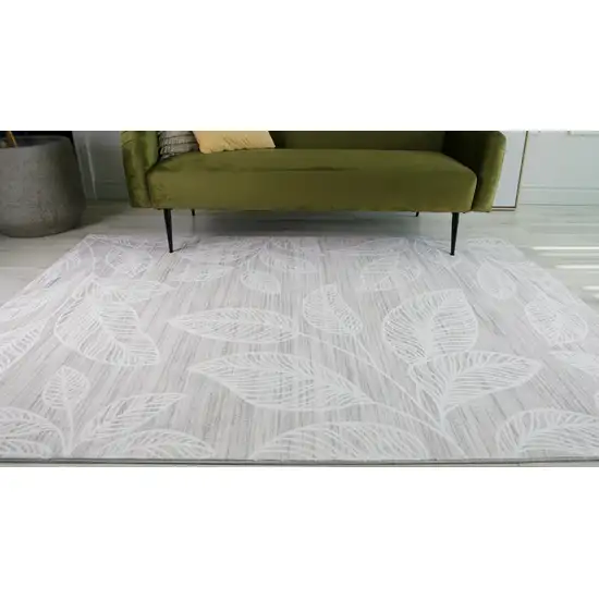 Beige and Ivory Floral Distressed Area Rug Photo 5