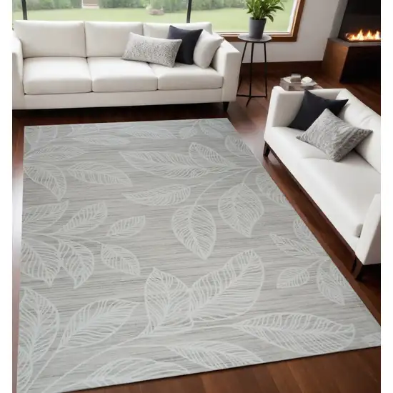 Beige and Ivory Floral Distressed Area Rug Photo 1