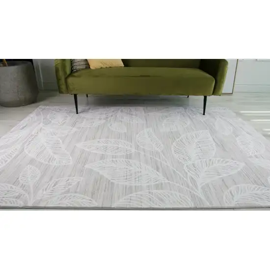 Beige and Ivory Floral Distressed Area Rug Photo 9