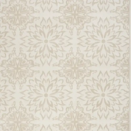 Beige and Ivory Floral Non Skid Area Rug Photo 2