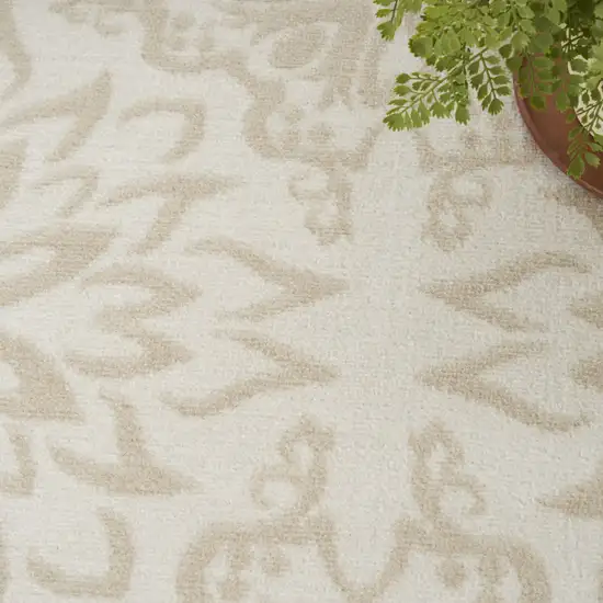 Beige and Ivory Floral Non Skid Area Rug Photo 9