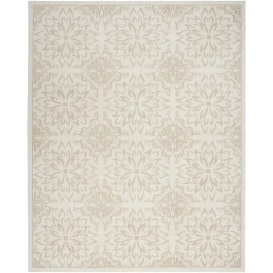 Beige and Ivory Floral Non Skid Area Rug Photo 1