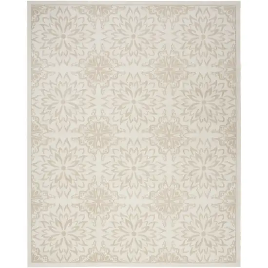 Beige and Ivory Floral Non Skid Area Rug Photo 4