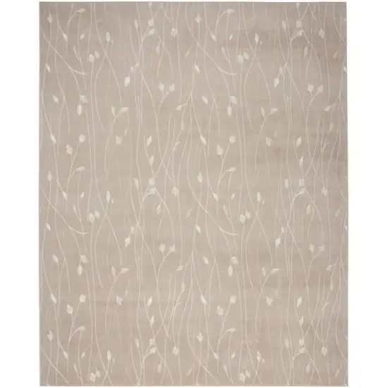 Beige and Ivory Floral Power Loom Area Rug Photo 5