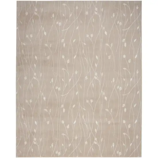 Beige and Ivory Floral Power Loom Area Rug Photo 2