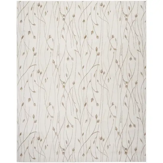 Beige and Ivory Floral Power Loom Area Rug Photo 2