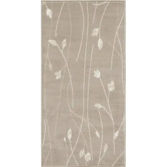 Beige and Ivory Floral Power Loom Area Rug Photo 2