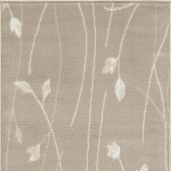 Beige and Ivory Floral Power Loom Area Rug Photo 5